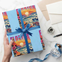 Retro Florida Beach Wrapping Paper Roll Summer Vacation Gift