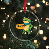 Retro Frog Resist Crystal Glass Ornament Free Portland Oregon Funny Cartoon Graphic - Wonder Print Shop