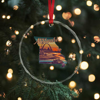 Retro Gateway Arch St Louis Missouri Map Outline Crystal Glass Ornament