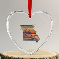 Retro Gateway Arch St Louis Missouri Map Outline Heart Crystal Glass Ornament