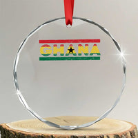 Retro Ghana Flag Crystal Glass Ornament Vintage Ghanaian Pride Ghanese Roots Heritage Graphic