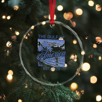 Retro Gulf Of USA Crystal Glass Ornament America Est 2025 American Flag TS02