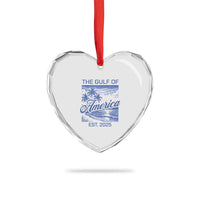 Retro Gulf Of USA Heart Crystal Glass Ornament America Est 2025 American Flag - Wonder Print Shop