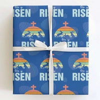 Retro He is Risen Wrapping Paper Roll Bunny Easter Cross Christian Religious Jesus Has Risen