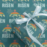 Retro He is Risen Wrapping Paper Roll Bunny Easter Cross Christian Religious Jesus Has Risen