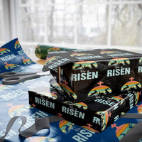 Retro He is Risen Wrapping Paper Roll Bunny Easter Cross Christian Religious Jesus Has Risen - Wonder Print Shop