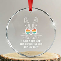 Retro Hip Hop Easter Bunny Crystal Glass Ornament Funny Hippity Cool Rabbit Lovers Toddler - Wonder Print Shop