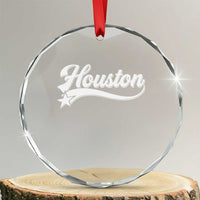 Retro Houston Crystal Glass Ornament Varsity Script Vintage Sports Jersey Style 80s 90s