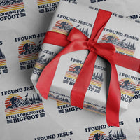 Retro I Found Jesus Still Looking Bigfoot Wrapping Paper Roll Funny Sasquatch Bigfoot Believer Christian Humor