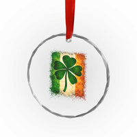 Retro Ireland Shamrock Irish Flag St Patricks Day Crystal Glass Ornament