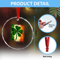 Retro Ireland Shamrock Irish Flag St Patricks Day Crystal Glass Ornament