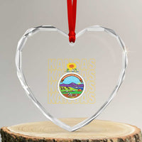 Retro Kansas Flag Vintage KS Souvenir Heart Crystal Glass Ornament