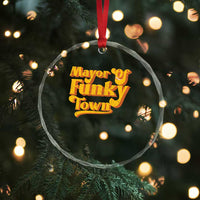 Retro Mayor of Funky Town Crystal Glass Ornament Funny Vintage 70s Disco Party