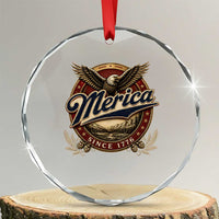 Retro Merica Eagle 4th Of July Crystal Glass Ornament Vintage 1776 Independence Day