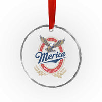 Retro Merica Eagle Funny 4th Of July Crystal Glass Ornament Vintage Independence Day 1776