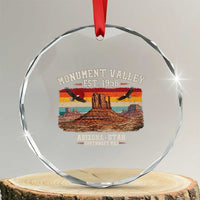 Retro Monument Valley Arizona Utah Sunset Established 1958 Crystal Glass Ornament Southwest Desert Eagle Road Trip Nature Souvenir