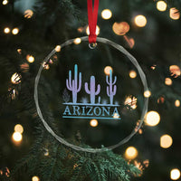 Retro Neon Silhouette Cactus Arizona Graphic Crystal Glass Ornament Modern Southwest Desert Aesthetic Travel Souvenir