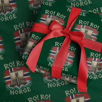 Retro Norge Viking Longship Ro Ro Wrapping Paper Roll Patriotic Norge Norwegian Flag Funny Rowing Support