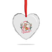 Retro Pink Santa Heart Crystal Glass Ornament Tis The Season Feliz Navidad Latin America Mexican Christmas - Wonder Print Shop