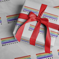 Retro Rainbow Ally Distressed Stripes Graphic Wrapping Paper Roll LGBTQ Support Pride Month