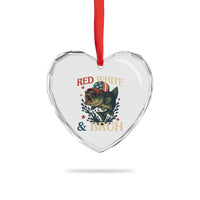 Retro Red White And Bruh Fishing Heart Crystal Glass Ornament Funny Patriotic Bass 4th Of July - Wonder Print Shop