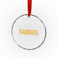 Retro Sabres Name Script Style Crystal Glass Ornament Vintage Distressed Sports Spirit Fan Pride