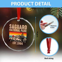 Retro Saguaro National Park Arizona EST 1994 Crystal Glass Ornament Desert Cactus Sunset Hiking Camping Nature Souvenir