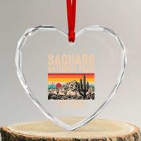 Retro Saguaro National Park Arizona EST 1994 Heart Crystal Glass Ornament Desert Cactus Sunset Hiking Camping Nature Souvenir