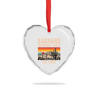 Retro Saguaro National Park Arizona EST 1994 Heart Crystal Glass Ornament Desert Cactus Sunset Hiking Camping Nature Souvenir