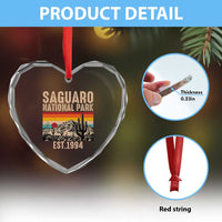 Retro Saguaro National Park Arizona EST 1994 Heart Crystal Glass Ornament Desert Cactus Sunset Hiking Camping Nature Souvenir