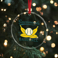 Retro Savannah Baseball Est. 2016 Crystal Glass Ornament Funny Banana and Ball Vintage Sports - Wonder Print Shop