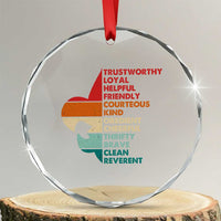 Retro Scout Law Values Crystal Glass Ornament Vintage Fleur-de-Lis - Wonder Print Shop