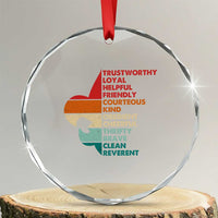 Retro Scout Law Values Crystal Glass Ornament Vintage Fleur-de-Lis TS02