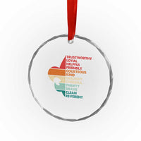 Retro Scout Law Values Crystal Glass Ornament Vintage Fleur-de-Lis TS02