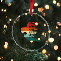 Retro Scout Law Values Crystal Glass Ornament Vintage Fleur-de-Lis TS02