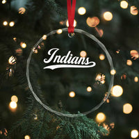 Retro Script Indians Crystal Glass Ornament Vintage Sports Team Name TS10