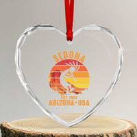 Retro Sedona Arizona Dancing Kokopelli Heart Crystal Glass Ornament Southwest Native Symbol Desert Heritage Established 1902