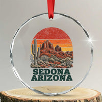 Retro Sedona Arizona Mountain Crystal Glass Ornament Southwest Hiking Outdoor Nature Souvenir