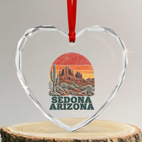Retro Sedona Arizona Mountain Heart Crystal Glass Ornament Southwest Hiking Outdoor Nature Souvenir
