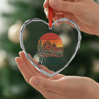 Retro Sedona Arizona Mountain Heart Crystal Glass Ornament Southwest Hiking Outdoor Nature Souvenir