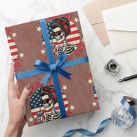 Retro Skeleton 4th of July Wrapping Paper Roll Chill The Fourth Out Funny Patriotic American Flag - Wonder Print Shop