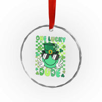 Retro St Patrick's Day Crystal Glass Ornament One Lucky Dude Green Checkered Heart Groovy TS02