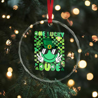 Retro St Patrick's Day Crystal Glass Ornament One Lucky Dude Green Checkered Heart Groovy TS02