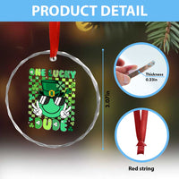 Retro St Patrick's Day Crystal Glass Ornament One Lucky Dude Green Checkered Heart Groovy TS02