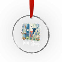 Retro Strong Texas Crystal Glass Ornament Bluebonnets Longhorn Cowboy Western Pride - Wonder Print Shop