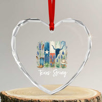 Retro Strong Texas Heart Crystal Glass Ornament Bluebonnets Longhorn Cowboy Western Pride - Wonder Print Shop