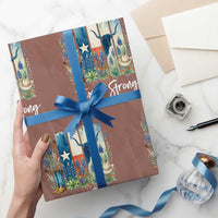 Retro Strong Texas Wrapping Paper Roll Bluebonnets Longhorn Cowboy Western Pride - Wonder Print Shop