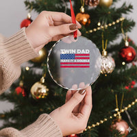 Retro Twin Dad Crystal Glass Ornament Make It A Double US Flag Fathers Day