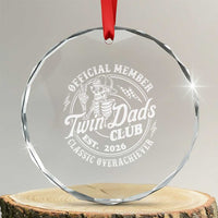 Retro Twin Dad Est 2026 Crystal Glass Ornament Funny Skeleton Dad Classic Overachiever Fathers Day