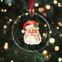Retro Vintage Christmas Santa Claus Face Xmas Old Fashioned Crystal Glass Ornament TS02